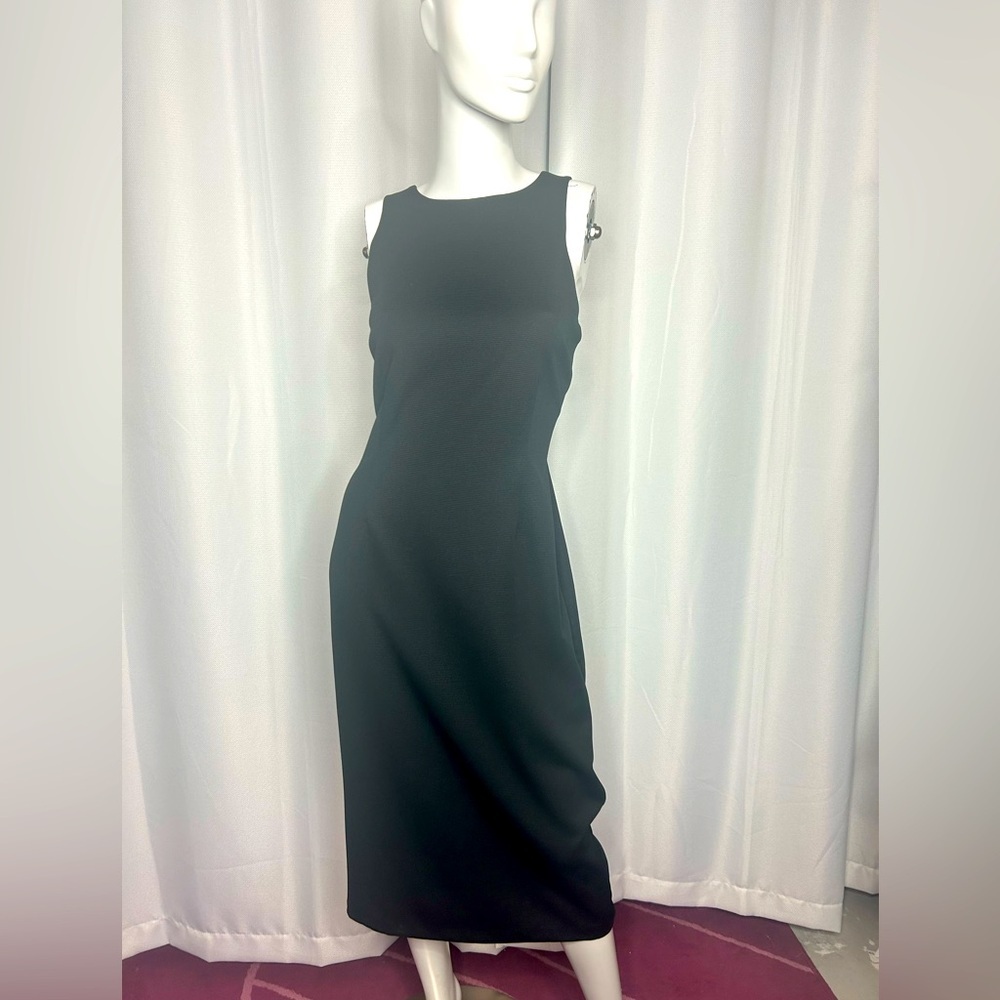 Metaphor Women's Black Midi Bodycon Texture Sleeveless Dress